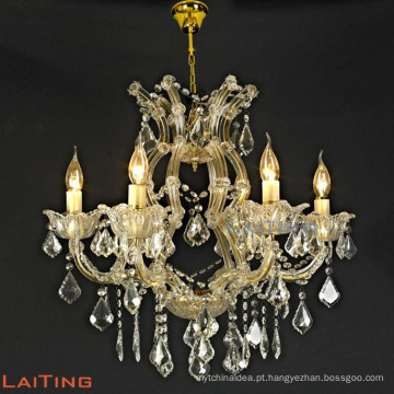 Hot selling iron large hanging candle chandelier glass lighting	85152